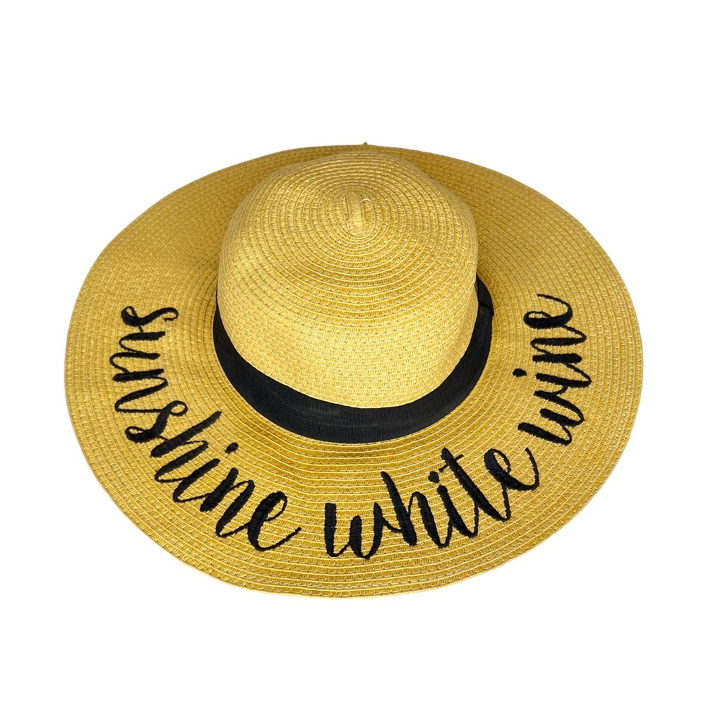 Women’s Woven “Sunshine White Wine” Adjustable Sun Hat With Black Band By C.C. - Picture 9 of 9